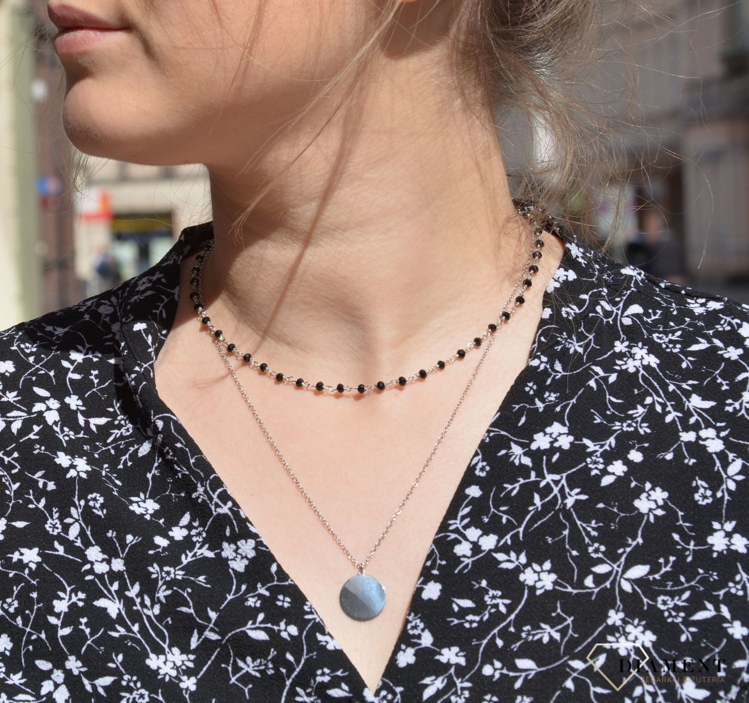 Naszyjnik srebrny z czarnymi koralikami Dall'Acqua C RM 22041 0104 (2).JPG